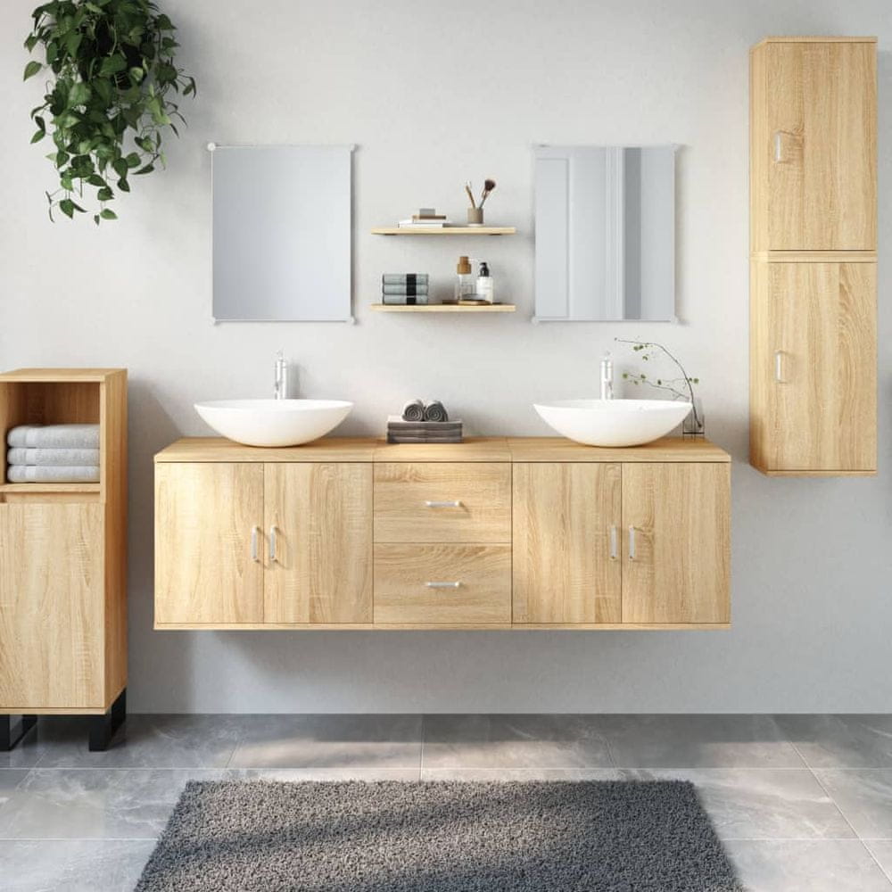 Vidaxl 7-dielna sada kúpeľňového nábytku dub kompozitné drevo